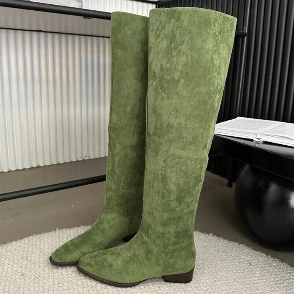 STEP UP COMFORT COLLECTION SUEDE LEATHER BOOTS OLIVE GREEN EUC SZ 7.5